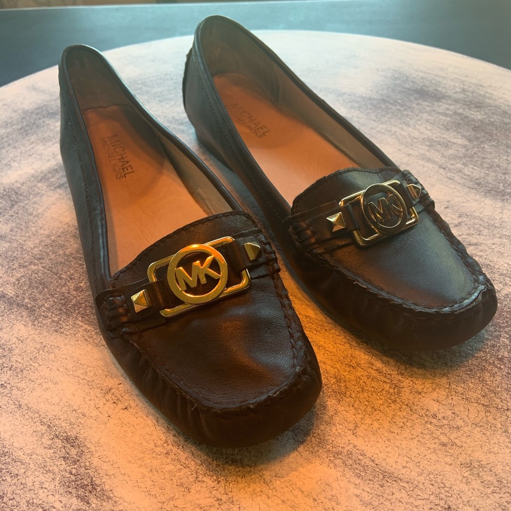 Michael Kors logo leather loafers